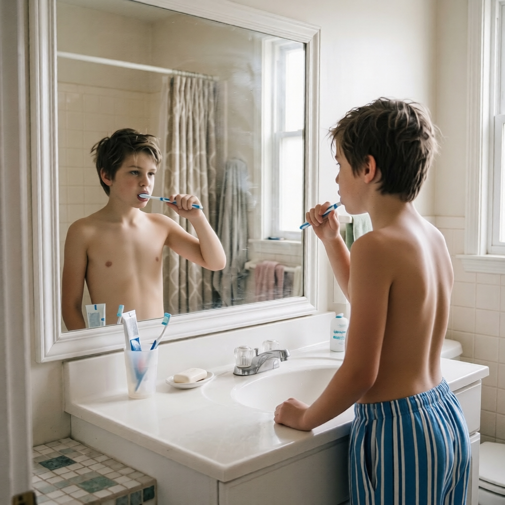 brushing teeth